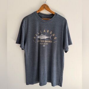 Billabong Outer Banks Tshirt Mens XL Blue-Gray Core-Fit Fishing Surfer NC Beach